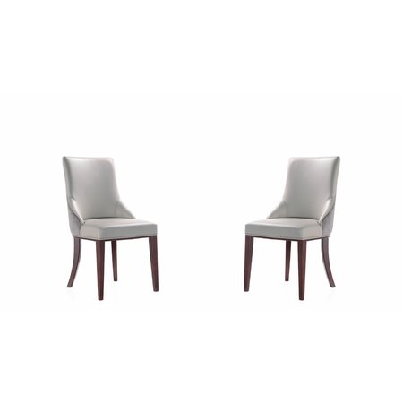 MANHATTAN COMFORT Shubert Faux Leather and Velvet Dining Chair in Light Grey - Set of 2 DC055-LG